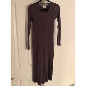 Anthropologie t.la Long Sleeve Gray Cotton Maxi Dress Size Small